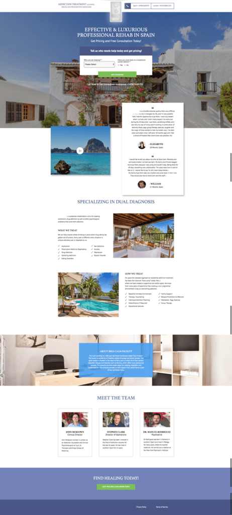 Before Non Optimized Landing page